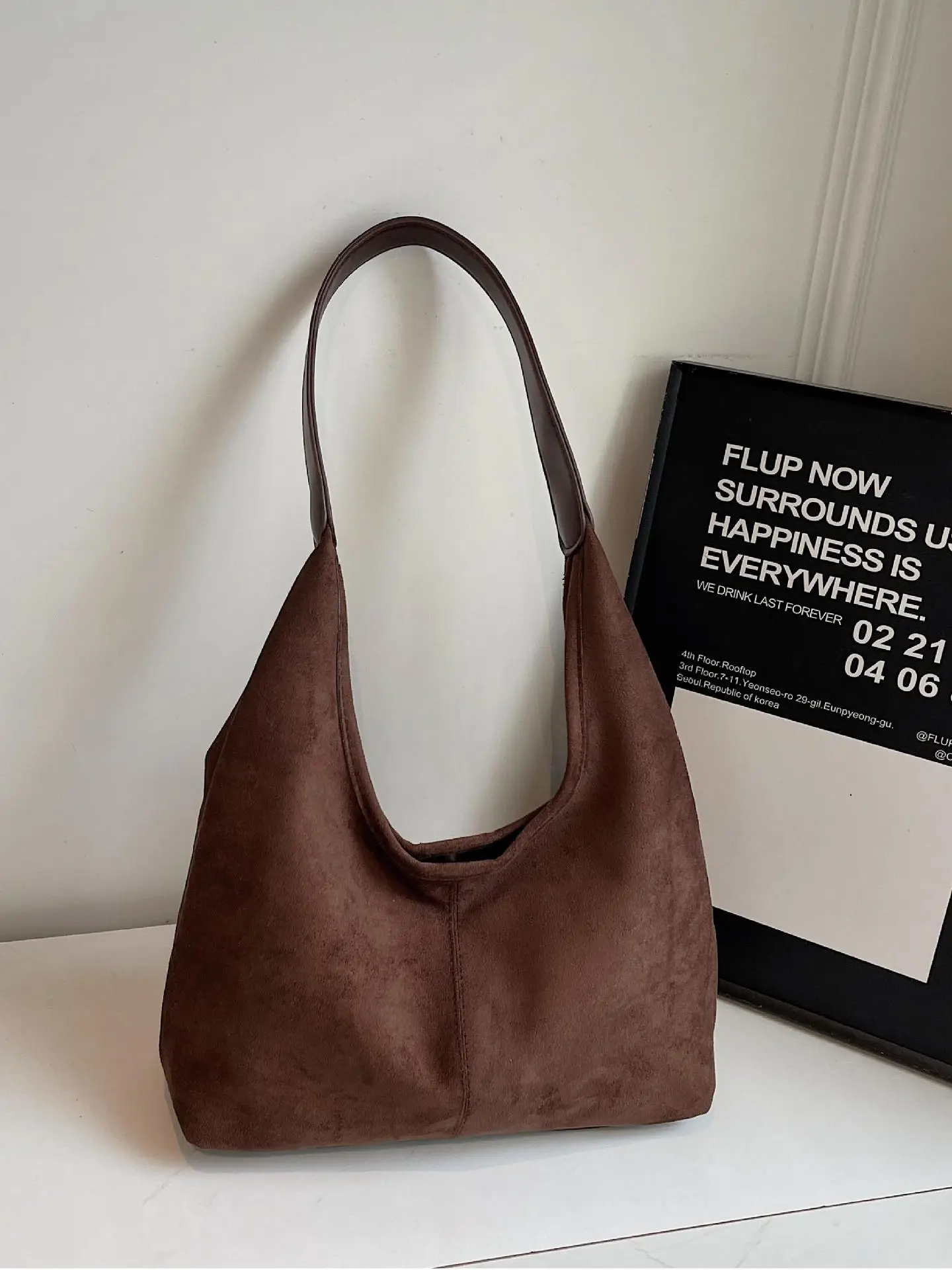Brown Suede Large Capacity Women's Tote Bag - Image 6