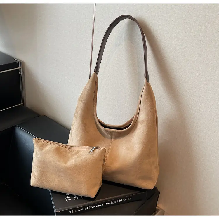 Brown Suede Large Capacity Women's Tote Bag — feature 17
