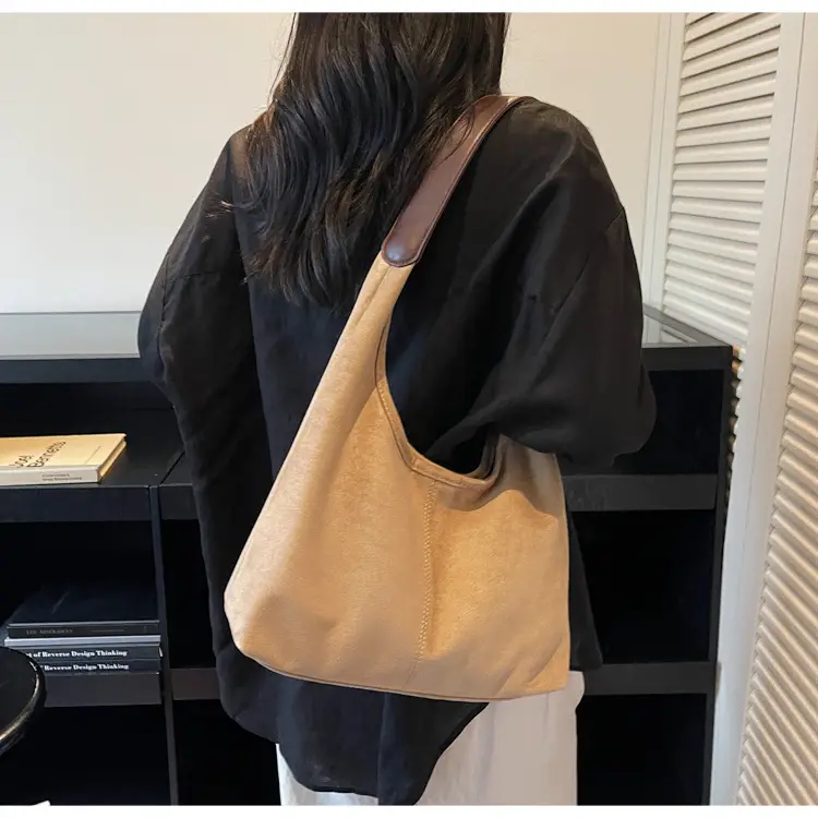 Brown Suede Large Capacity Women's Tote Bag — feature 19