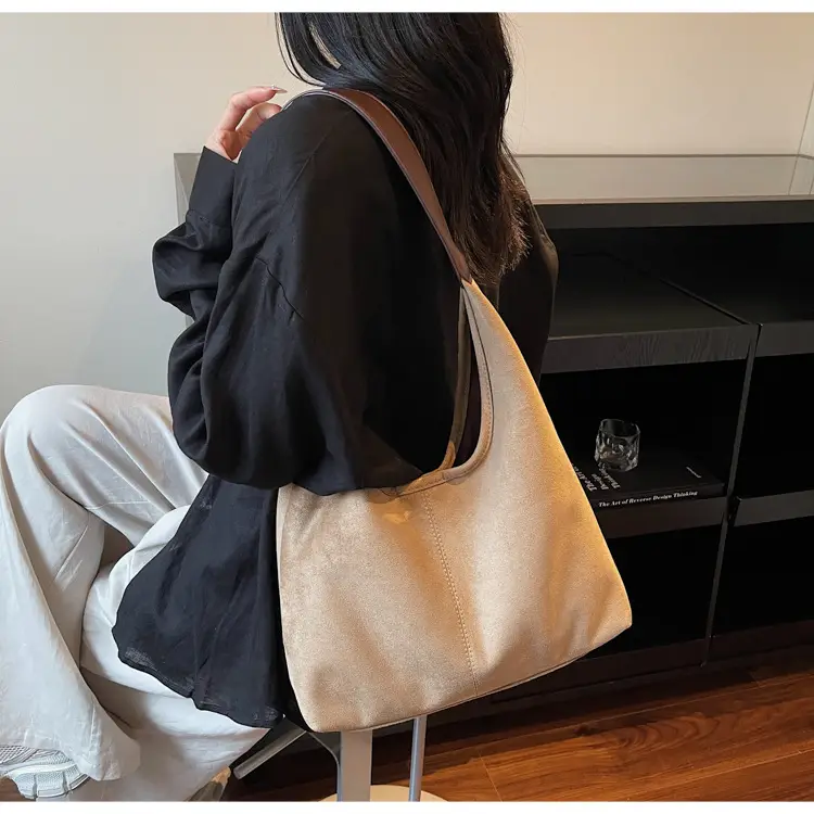 Brown Suede Large Capacity Women's Tote Bag — feature 20