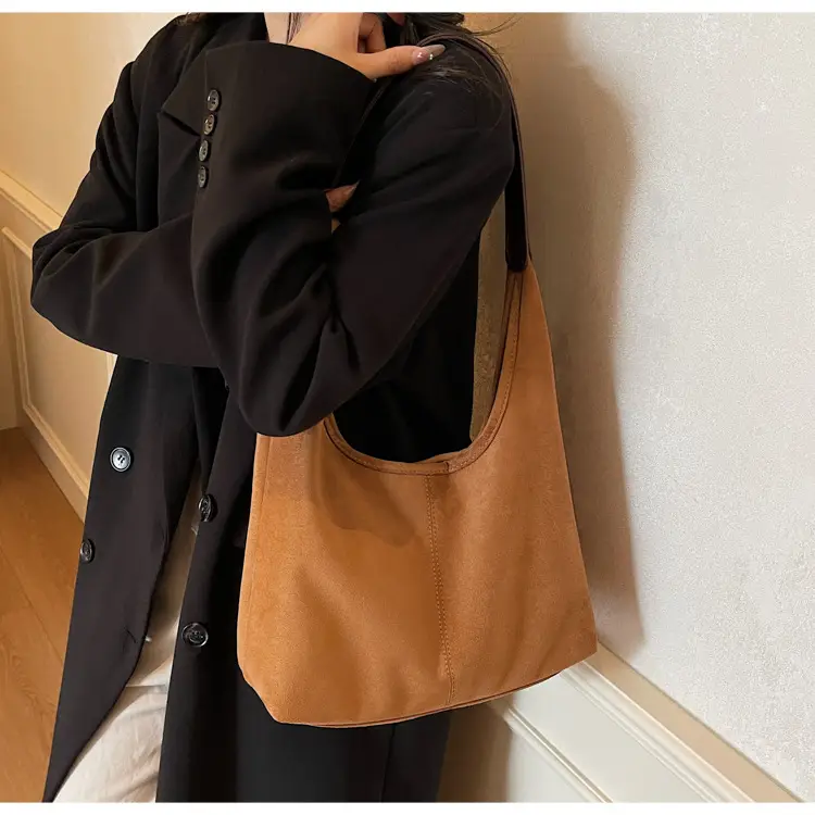 Brown Suede Large Capacity Women's Tote Bag — feature 23