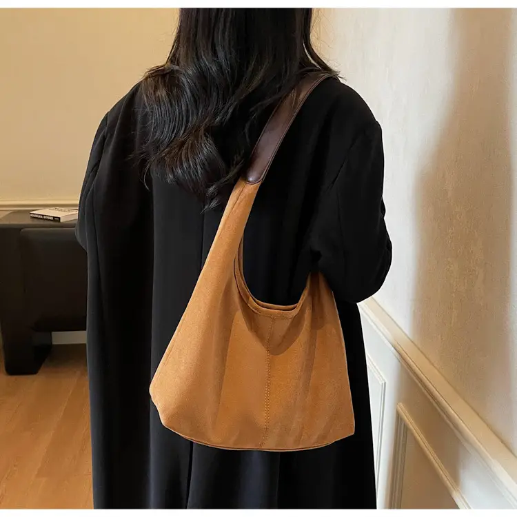 Brown Suede Large Capacity Women's Tote Bag — feature 24