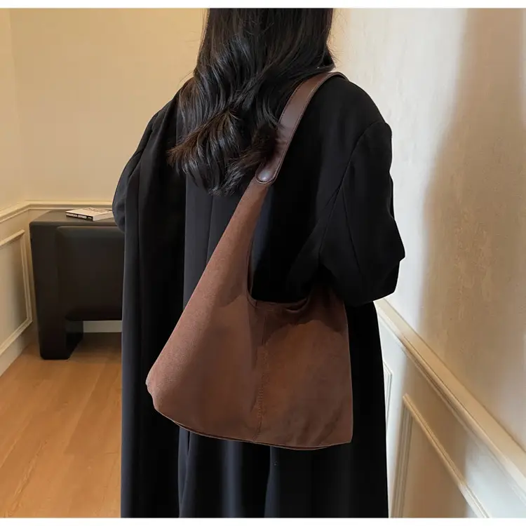 Brown Suede Large Capacity Women's Tote Bag — feature 25
