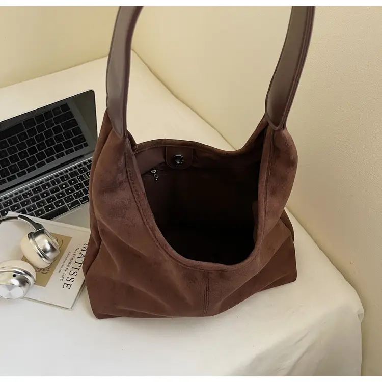 Brown Suede Large Capacity Women's Tote Bag — feature 8