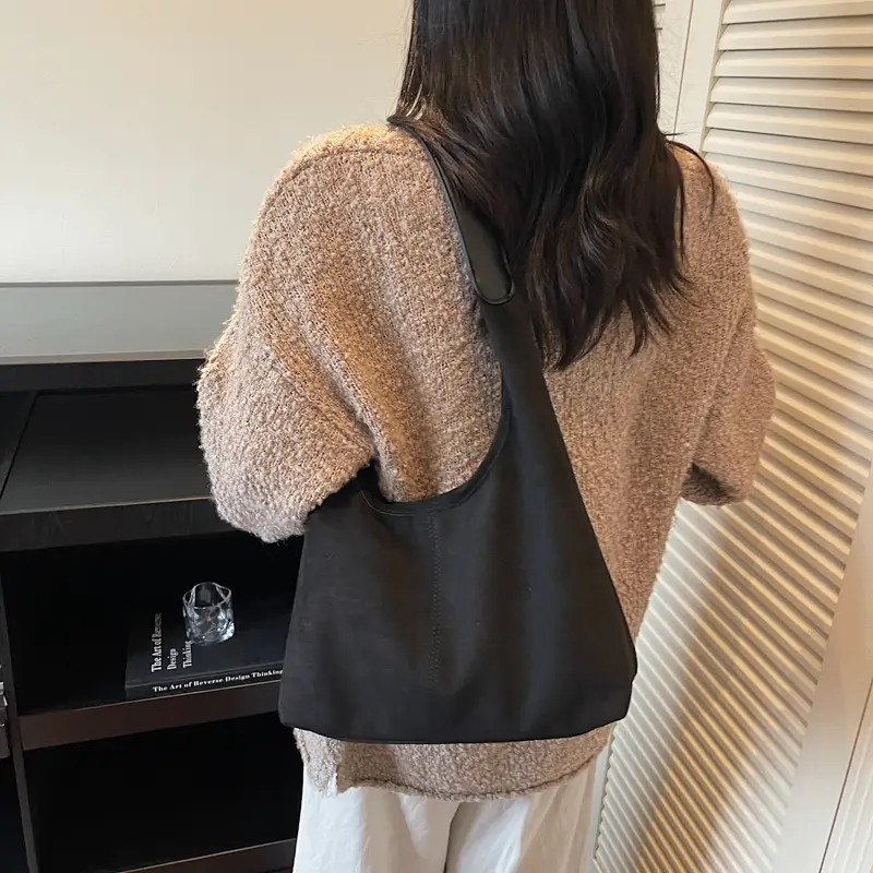 Brown Suede Large Capacity Women's Tote Bag - Image 2