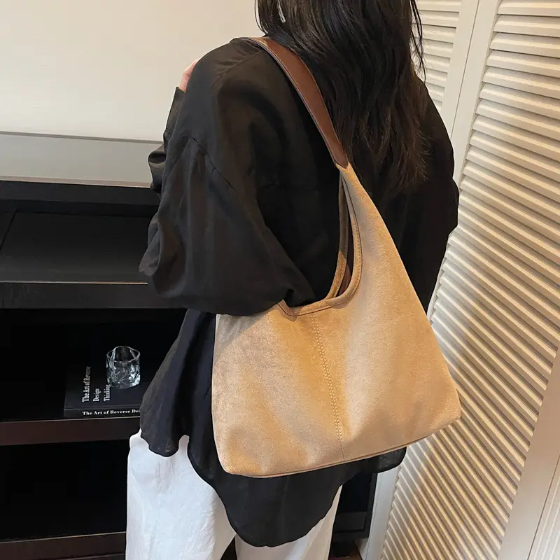 Brown Suede Large Capacity Women's Tote Bag - Image 4
