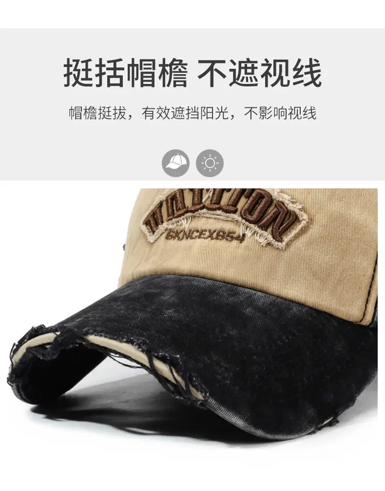 Men's Washed Cloth Baseball Cap Korean Style Outdoor Sun Protection Casual Versatile Street Spring and Autumn Sunshade Cap — feature 2