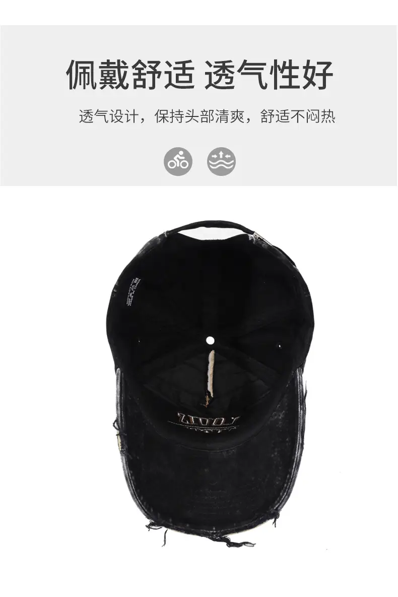 Men's Washed Cloth Baseball Cap Korean Style Outdoor Sun Protection Casual Versatile Street Spring and Autumn Sunshade Cap — feature 5