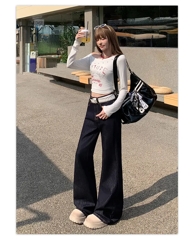 Women American High Street Bell Bottoms Dark Blue — feature 11