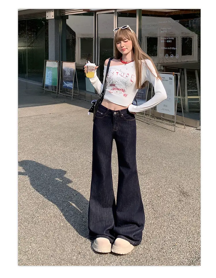 Women American High Street Bell Bottoms Dark Blue — feature 13