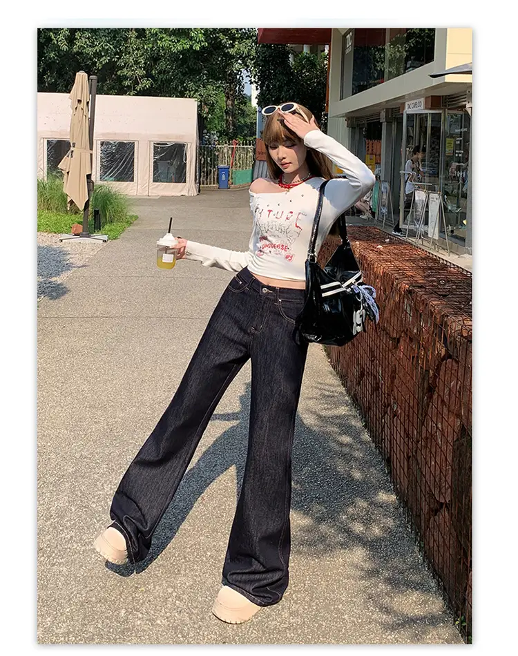Women American High Street Bell Bottoms Dark Blue — feature 14