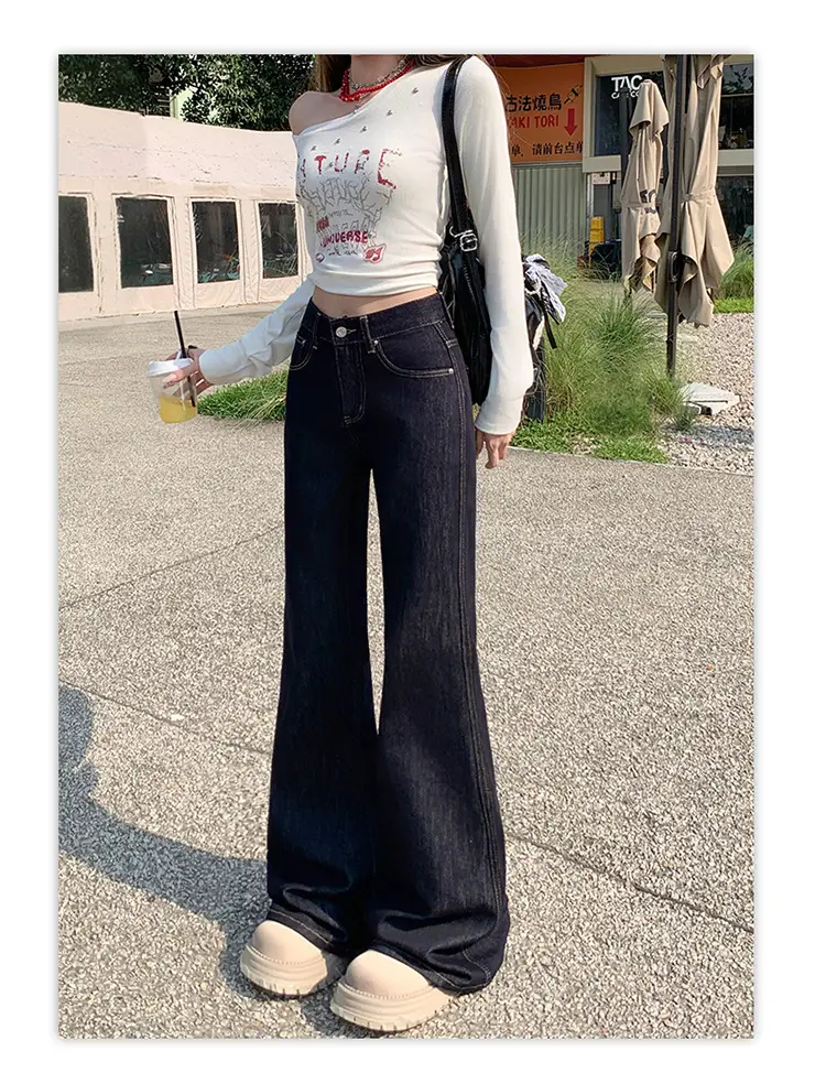 Women American High Street Bell Bottoms Dark Blue — feature 15