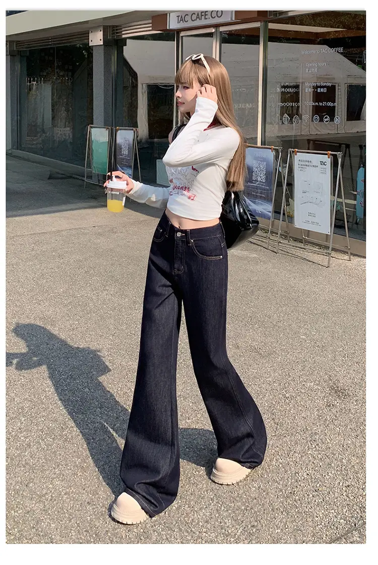 Women American High Street Bell Bottoms Dark Blue — feature 18