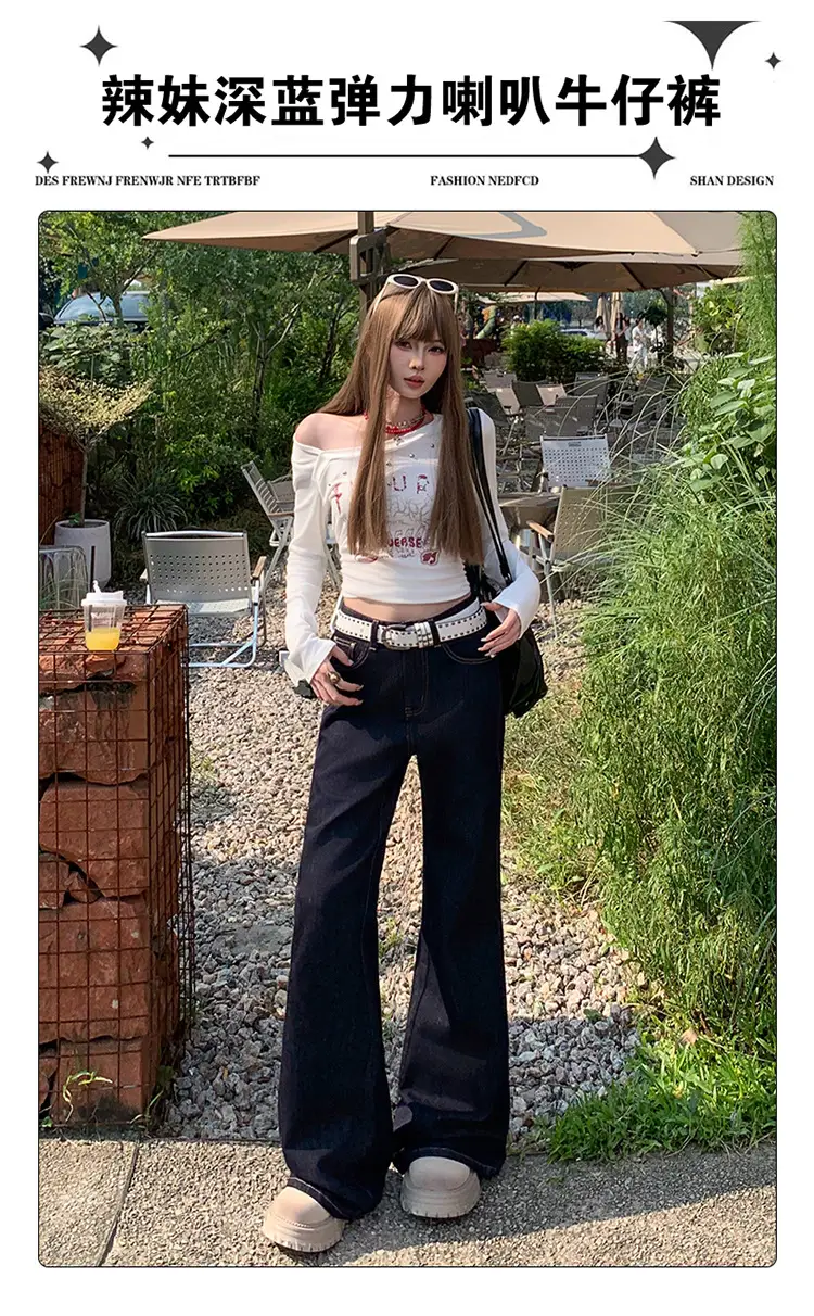 Women American High Street Bell Bottoms Dark Blue — feature 3