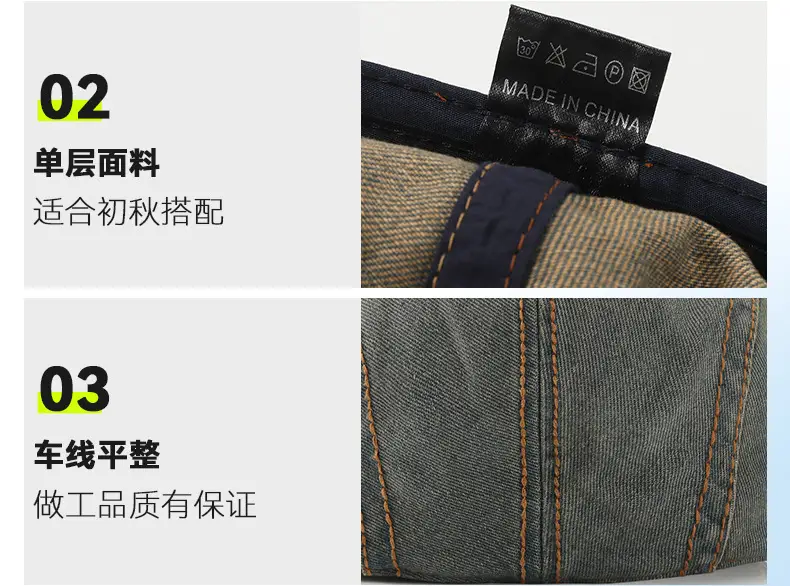 Men Women Denim Washed Beret Peaked Cap Blue — feature 12