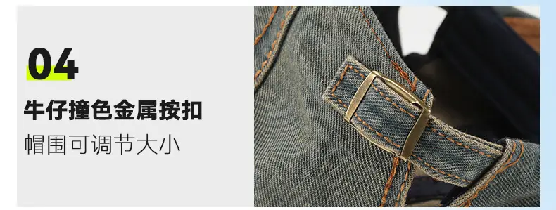 Men Women Denim Washed Beret Peaked Cap Blue — feature 13