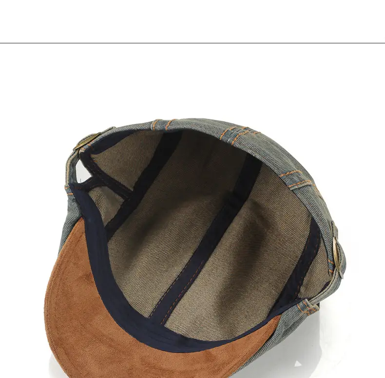 Men Women Denim Washed Beret Peaked Cap Blue — feature 15