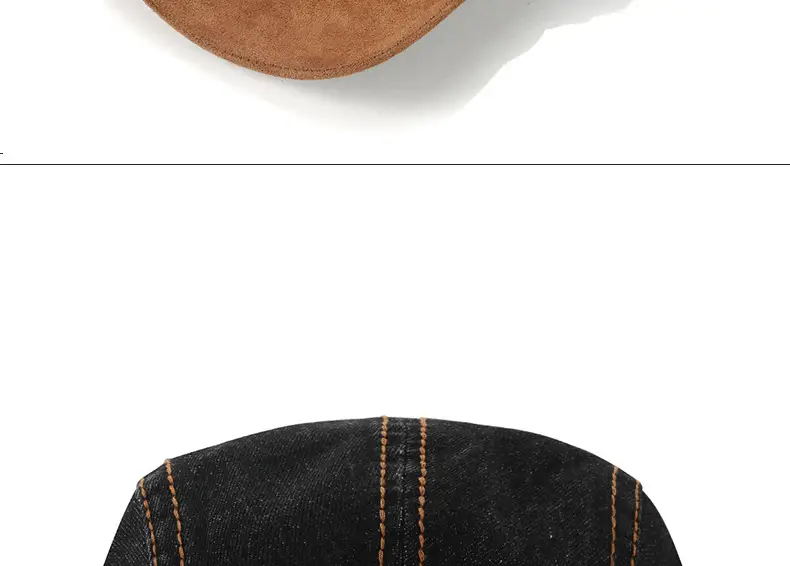 Men Women Denim Washed Beret Peaked Cap Blue — feature 16