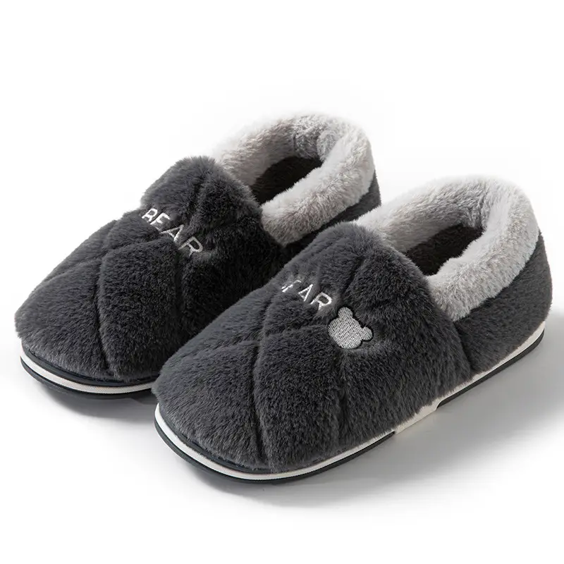 Plus Size Cotton Slippers for Men Winter Bag Heel 2025 New Indoor Home Non-Slip Warm Fleece-Lined Cotton Slippers for Women Winter
