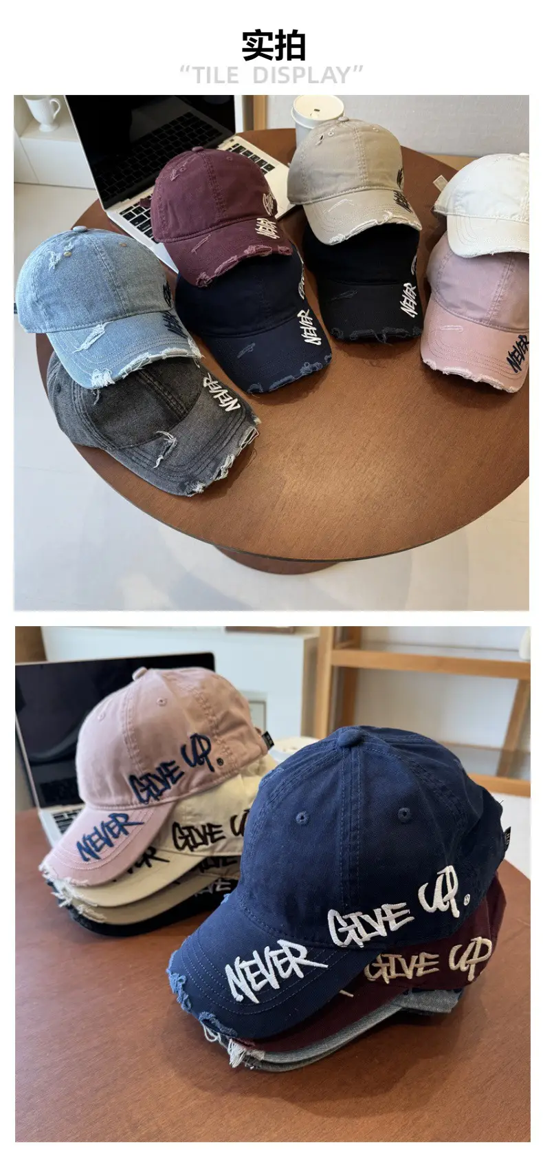 Women Wash Denim Cap New Spring Wide Brim Pink — feature 2