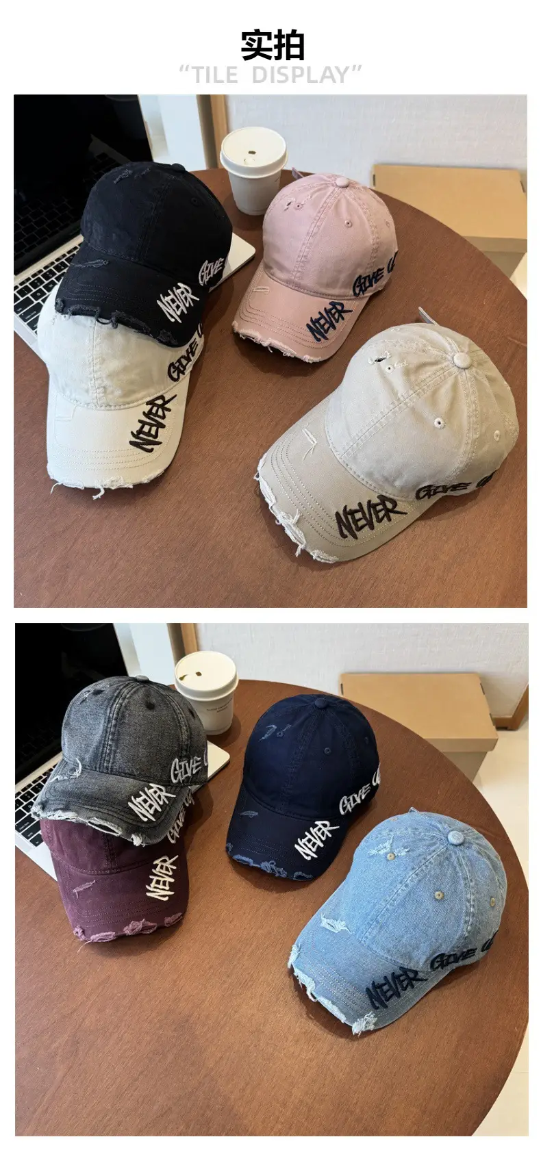 Women Wash Denim Cap New Spring Wide Brim Pink — feature 3