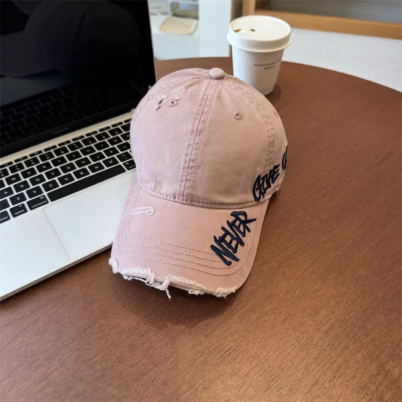 Women Wash Denim Cap New Spring Wide Brim Pink - Image 7