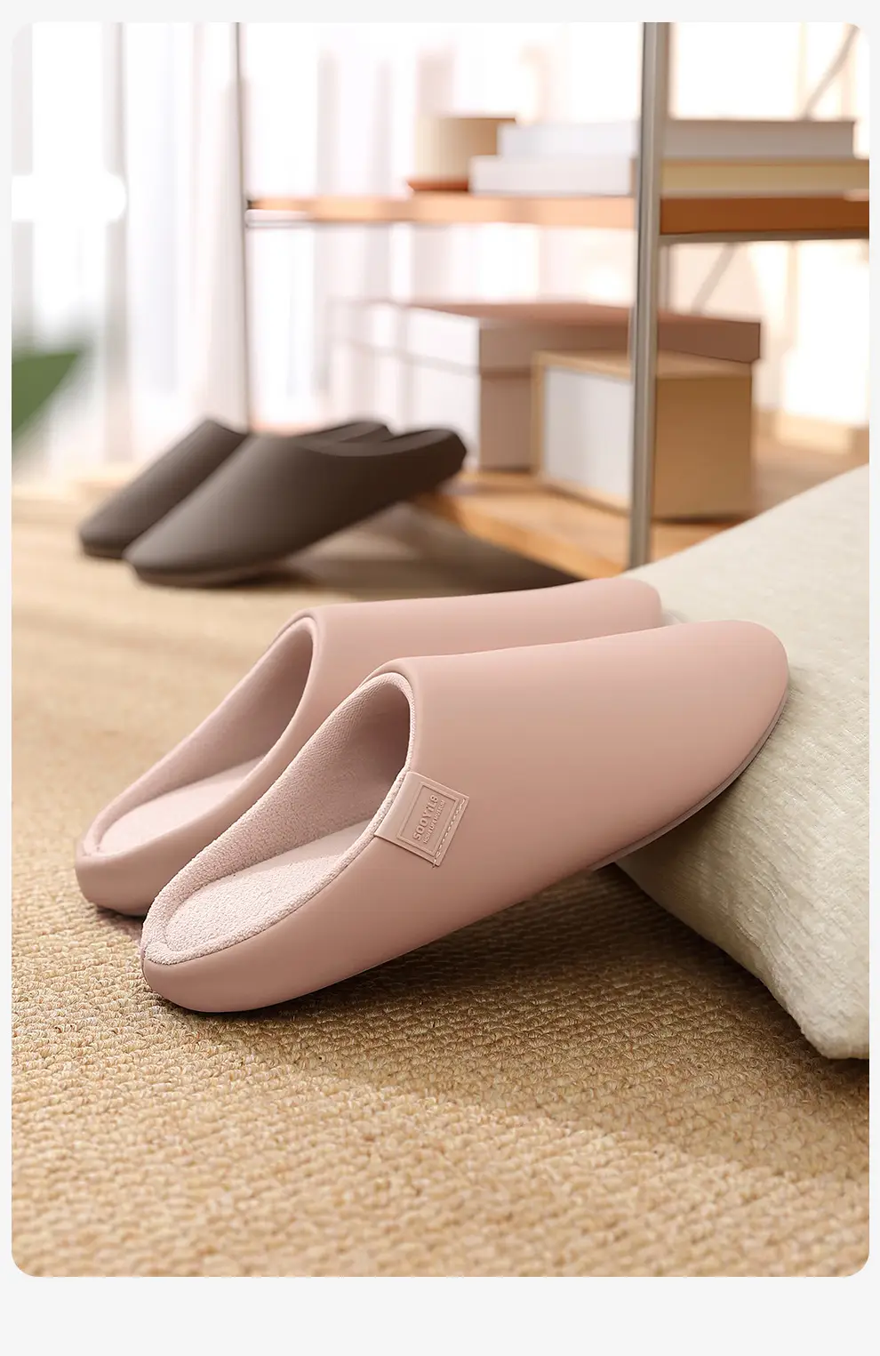 Home Cotton Slippers for Women in Spring, Autumn and Winter, Indoor Non-Slip Couple Home Warm Winter Plush Men's Home Use — feature 11