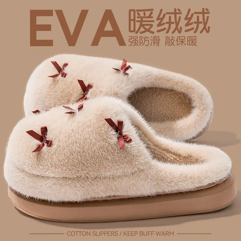 Women's Autumn and Winter 2025 New Style Indoor Home Thick-Soled Warm Plush Thickeneded Cotton Slippers for Women - Image 4