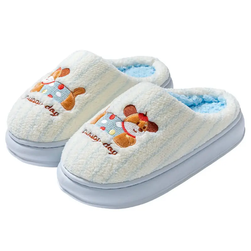 Women's Autumn and Winter 2025 New Indoor Home Cartoon Thick-Soled Warm Plush Cotton Slippers for Men