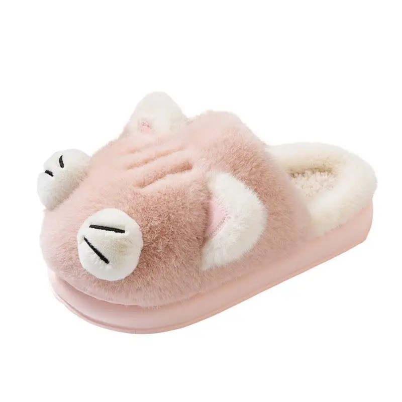 Cute Lucky Cat Pink Cotton Slippers Women Winter - Image 6