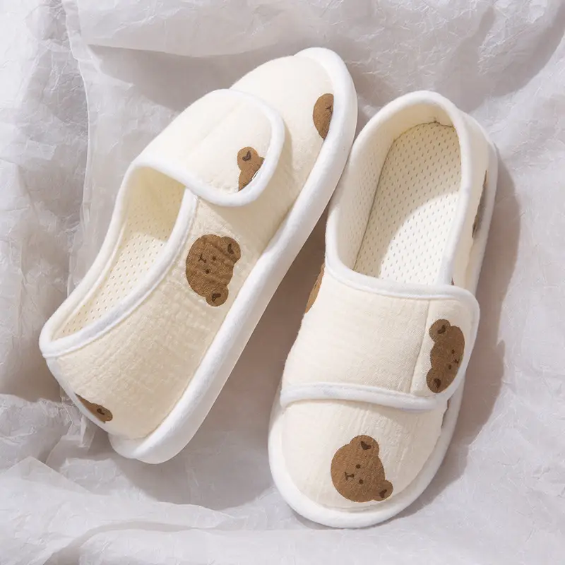 Summer Thin Confinement Shoes for Women, Indoor Home Thick-Soled Non-Slip Soles, Comfortable and Breathable Cotton Slippers for Pregnant Women - Image 3
