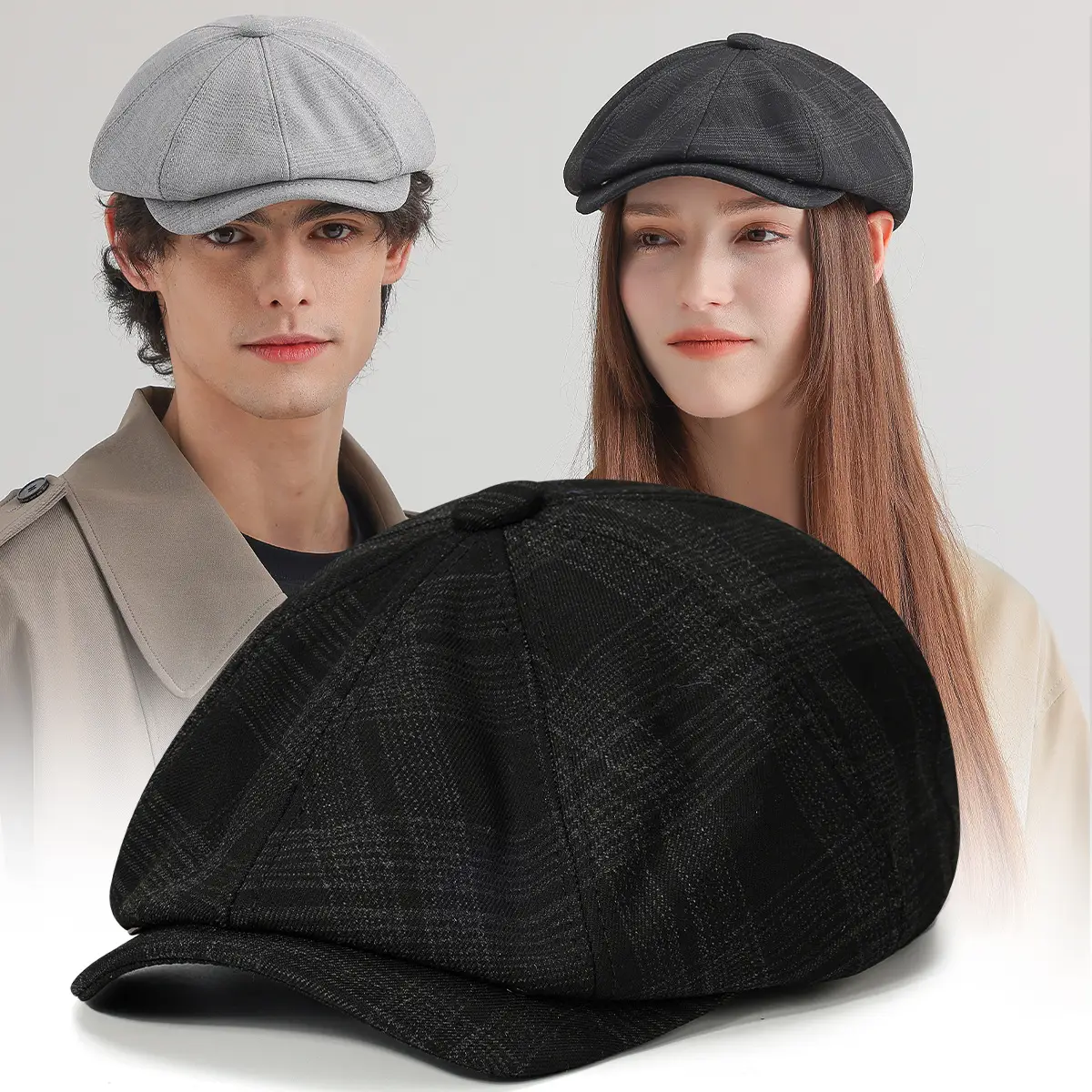 Men's Black Duckbill Cap All Season Plain