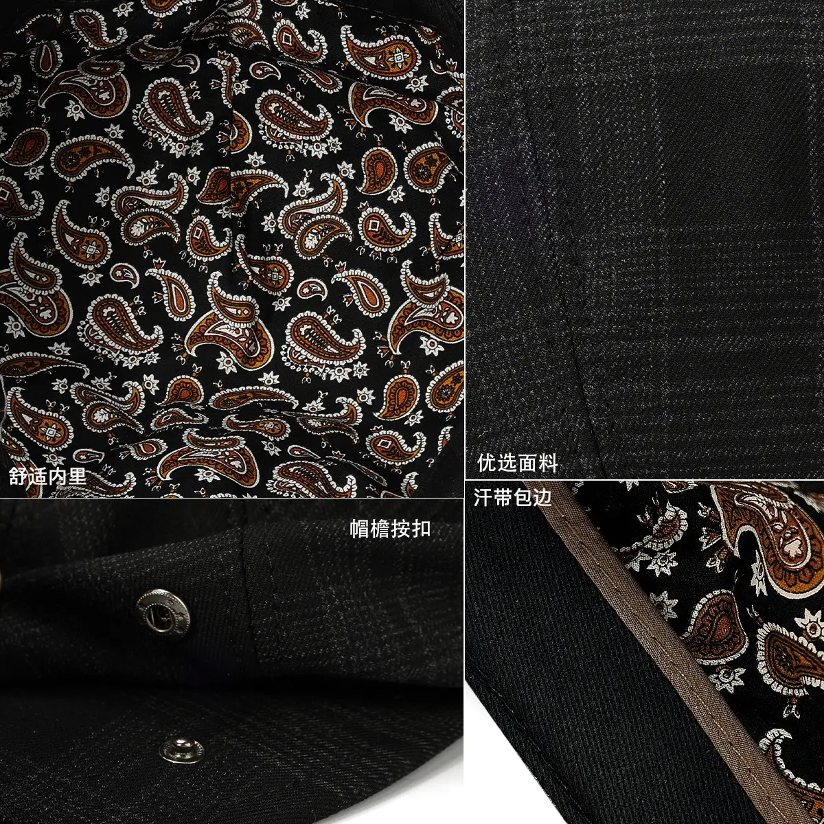 Men's Black Duckbill Cap All Season Plain