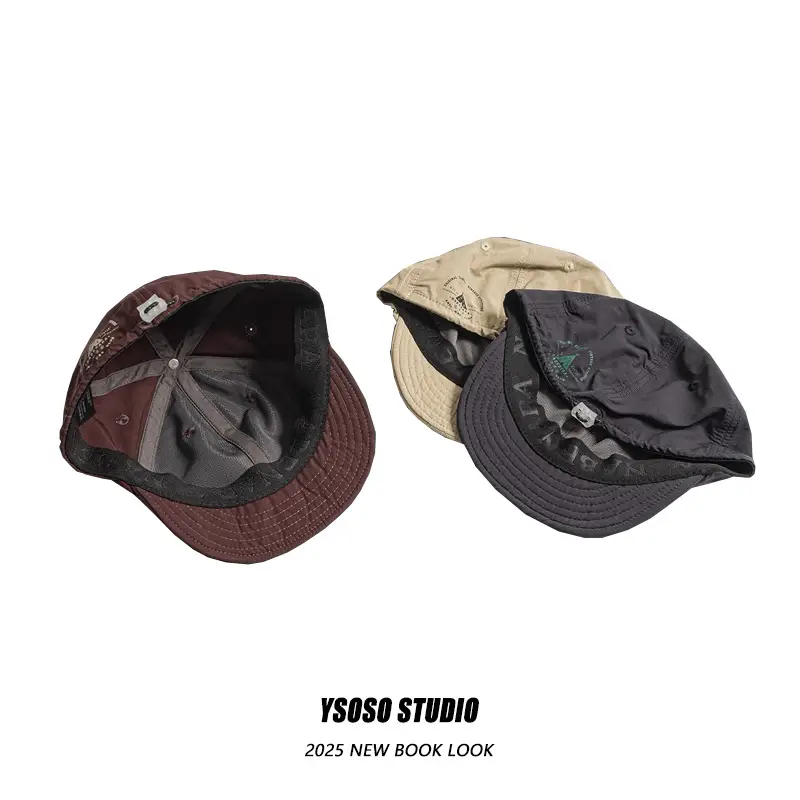 Men Japanese Style Duck Cap Brown Short Bristle — feature 14