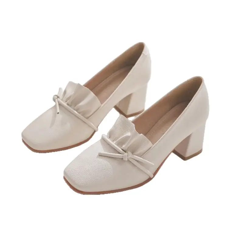 High-Heeled Mary Jane Shoes for Women 2025 New Style Small Fragrant Style Versatile Thick Heel One-Leg Pearl Buckle French Shoes for Women - Image 6