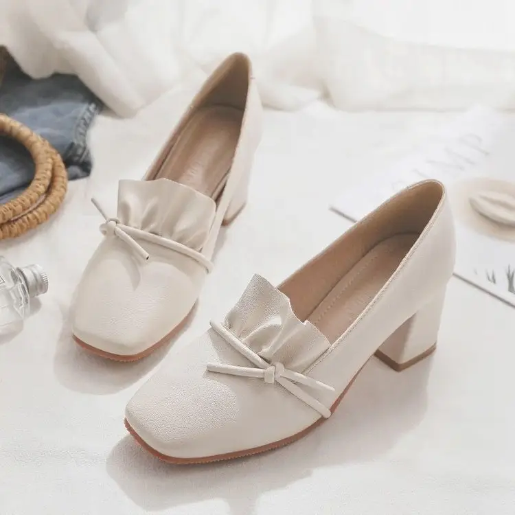 High-Heeled Mary Jane Shoes for Women 2025 New Style Small Fragrant Style Versatile Thick Heel One-Leg Pearl Buckle French Shoes for Women — feature 6