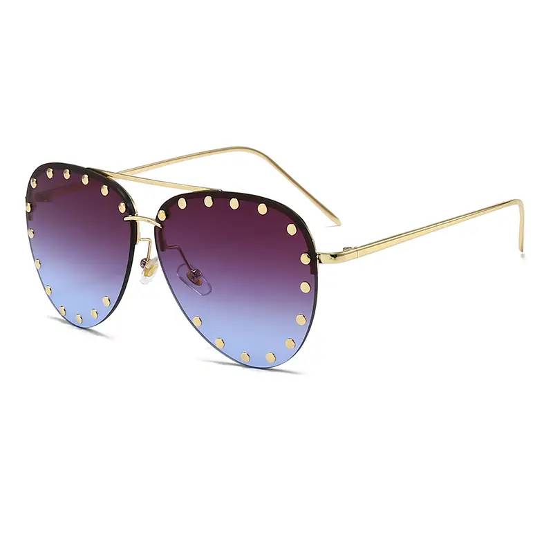 Punk Rivet Sunglasses Black Cross-Border Men