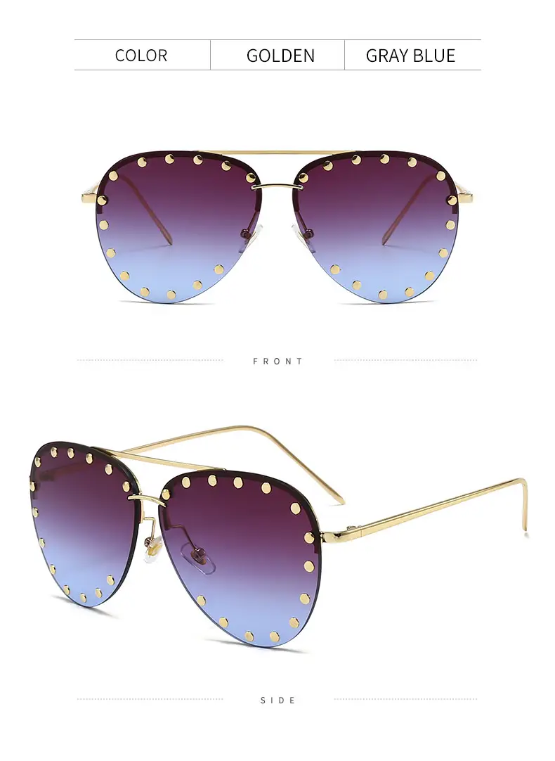 Punk Rivet Sunglasses Black Cross-Border Men — feature 10