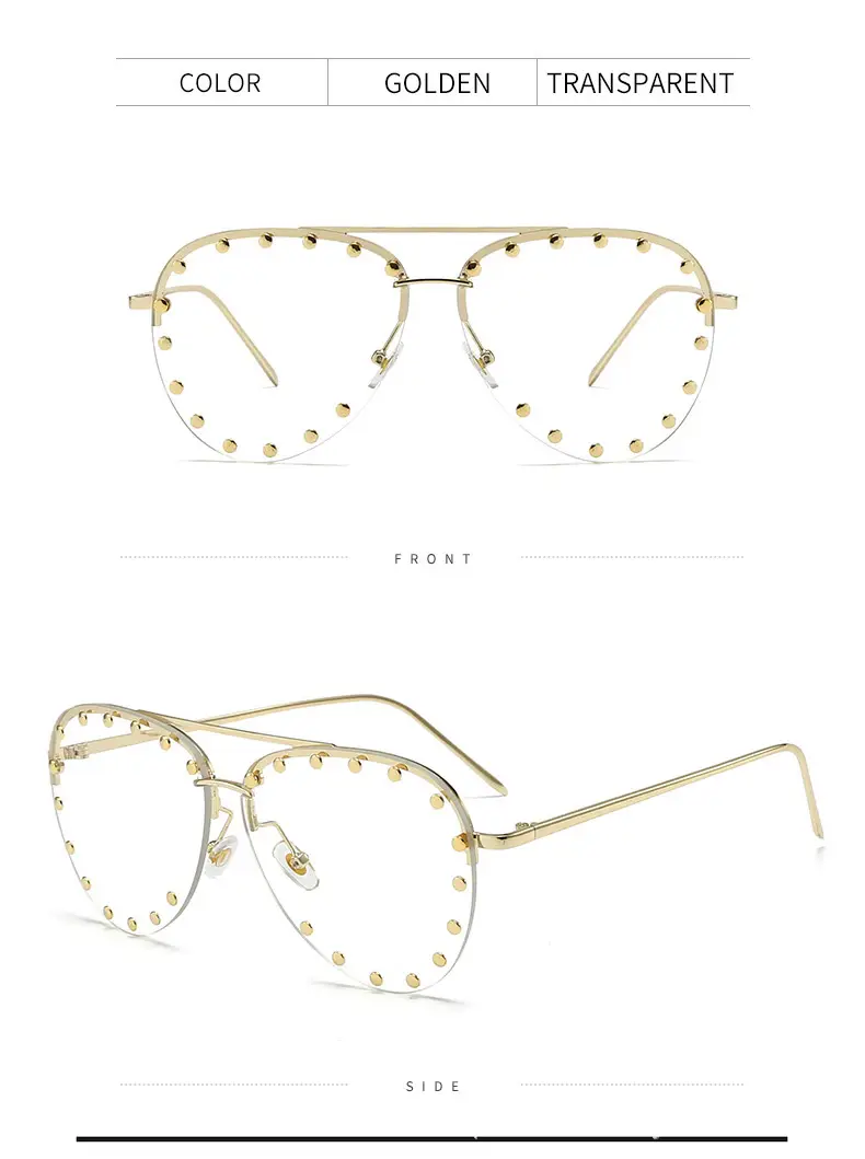 Punk Rivet Sunglasses Black Cross-Border Men — feature 12