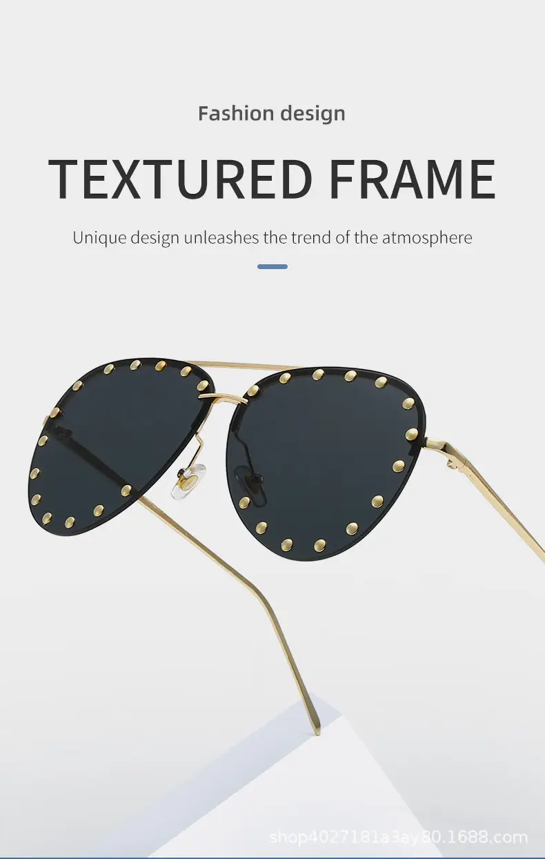 Punk Rivet Sunglasses Black Cross-Border Men — feature 3