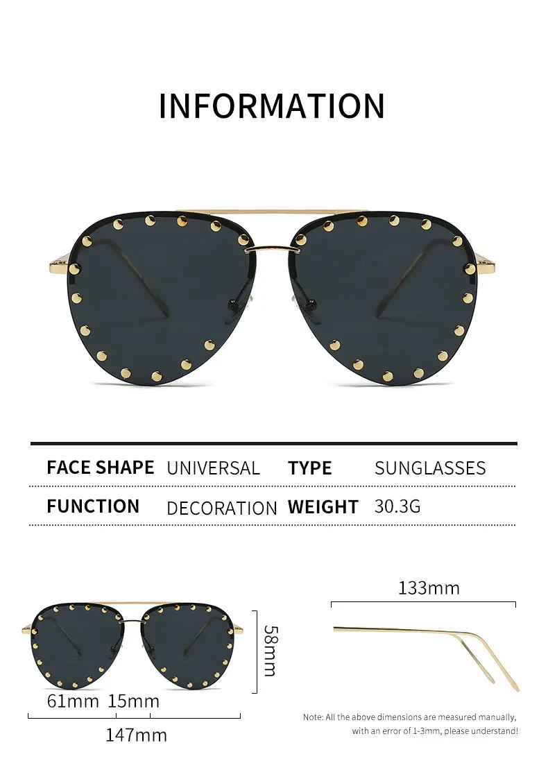 Punk Rivet Sunglasses Black Cross-Border Men — feature 5