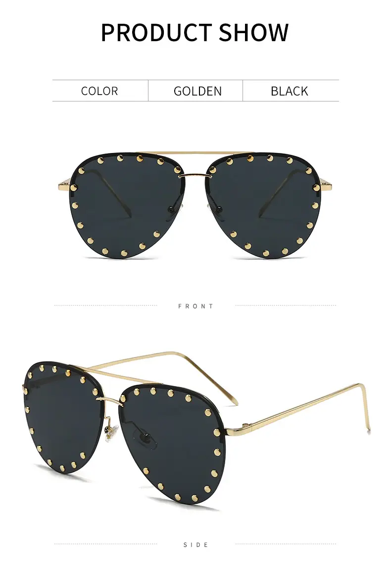 Punk Rivet Sunglasses Black Cross-Border Men — feature 7