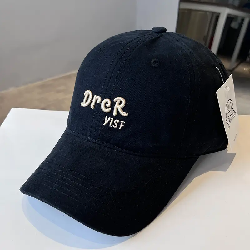 Women Letter Embroidered Baseball Cap Navy Blue - Image 3