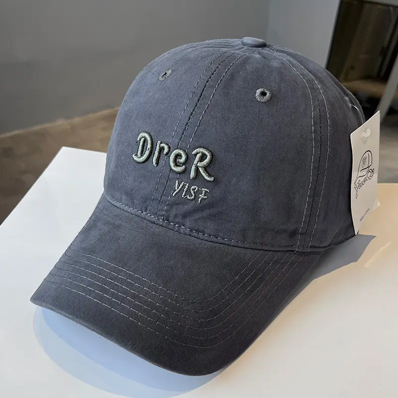 Women Letter Embroidered Baseball Cap Navy Blue - Image 7