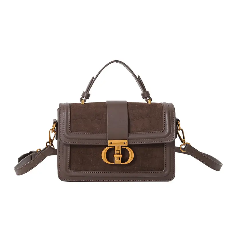 Women's New Retro Square Shoulder Bag Brown Leather