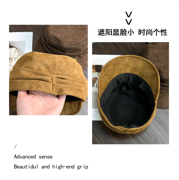 Japanese Style Pleated Duckbill Hat for Women Maroon — feature 7