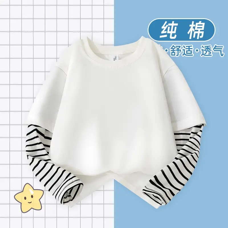 Boys Pure Cotton Long Sleeve T-Shirt Blue Zebra Striped