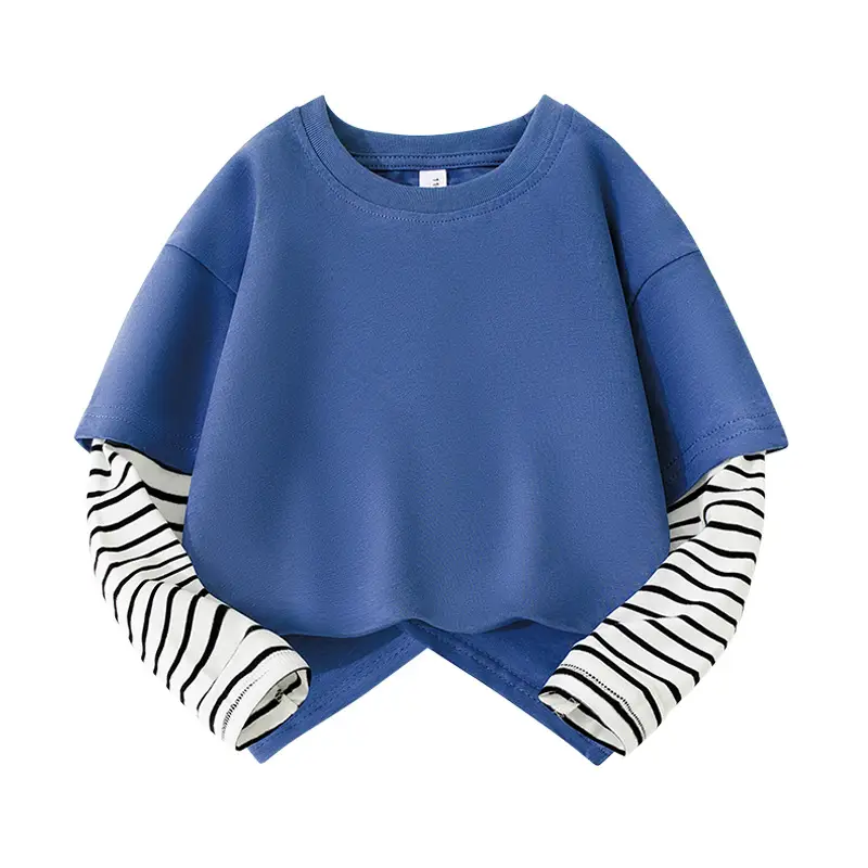 Boys Pure Cotton Long Sleeve T-Shirt Blue Zebra Striped