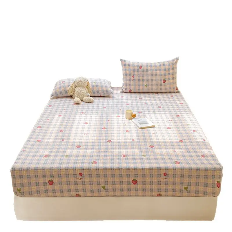 Double-Layer Gauze Fitted Sheet Three-Piece Set, Pure Cotton Feel, All-Season Mattress Protector, Full-Coverage Bed Cover, Single Piece, Maternal and Infant Grade