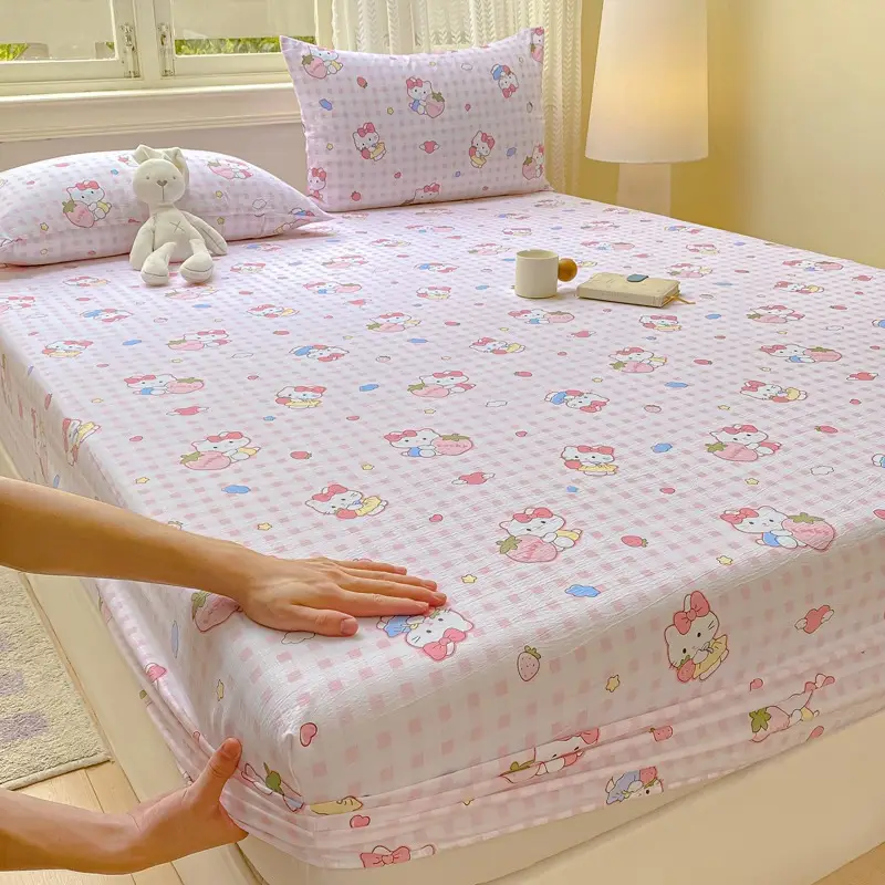 Double-Layer Gauze Fitted Sheet Three-Piece Set, Pure Cotton Feel, All-Season Mattress Protector, Full-Coverage Bed Cover, Single Piece, Maternal and Infant Grade — feature 17